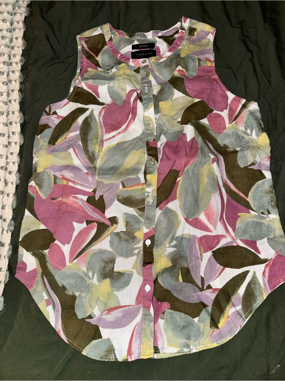 Tahari Floral Sleeveless Button-Front Camisole in Pink Multi